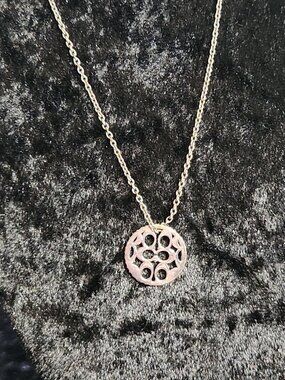 Coach Silver-Tone Signature "Kissing C" Pendant Necklace 18" With Lobster Clasp